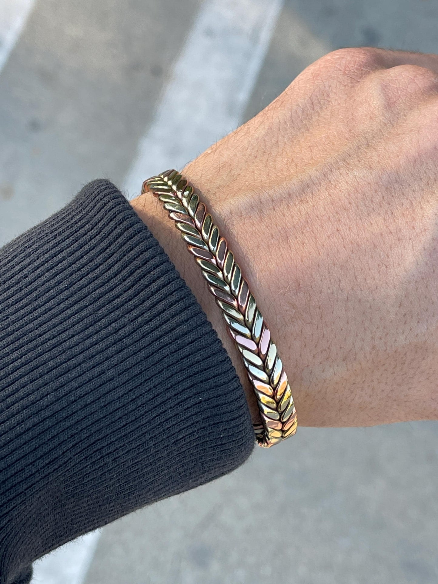 Elegant 3 Tone Pure Copper Magnetic Therapy Bracelet for Pain Relief & Healing Adjustable Stylish