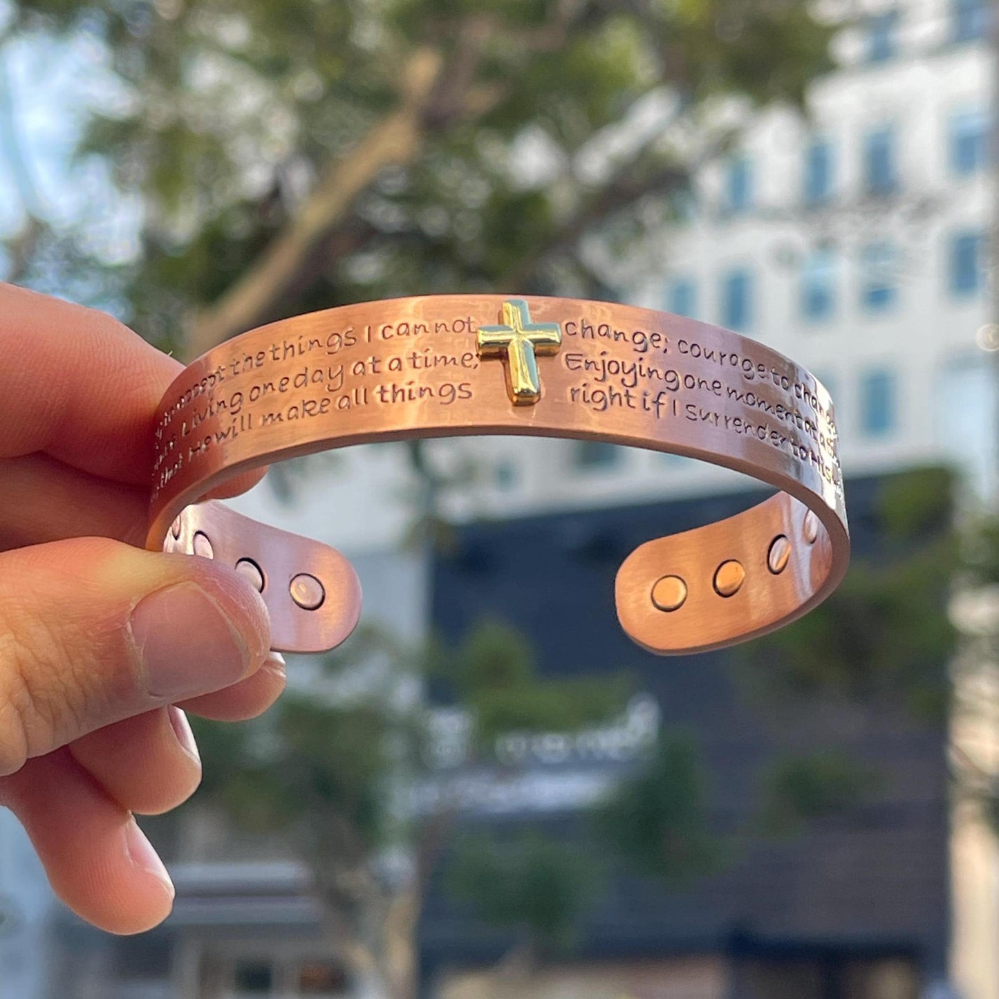 Christian 100% Pure Copper Magnetic Therapy Bracelet for Pain Relief & Healing Adjustable