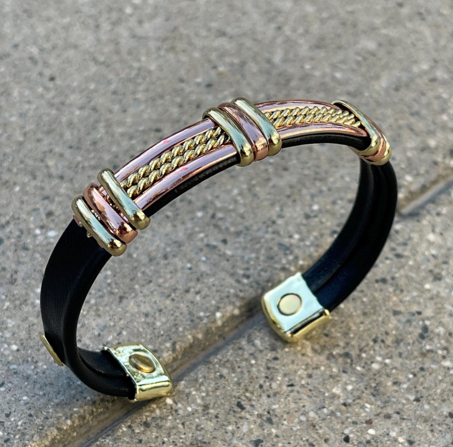 100% Pure Copper 2 Tone Magnetic Therapy Bracelet for Pain Relief & Healing Adjustable