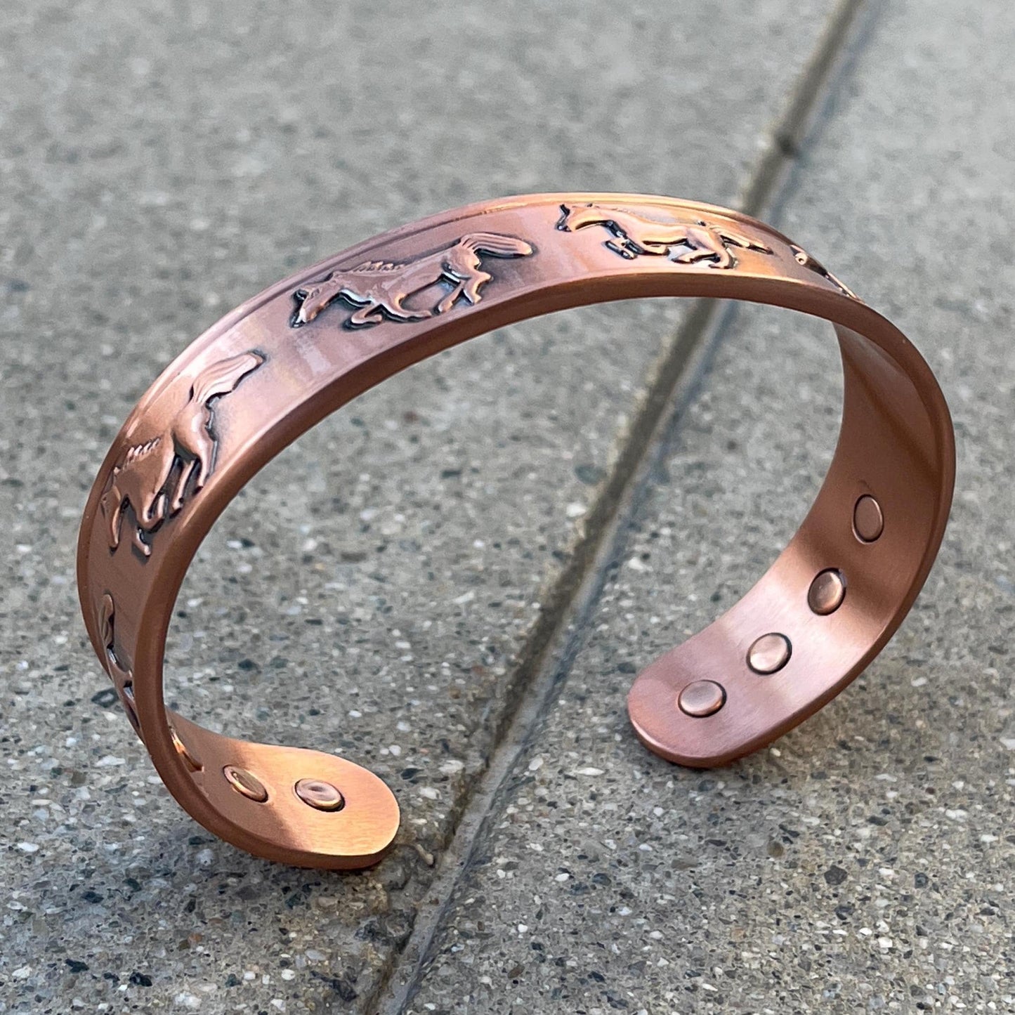100% Pure Copper Magnetic Therapy Bracelet for Pain Relief & Healing Adjustable Horse Style