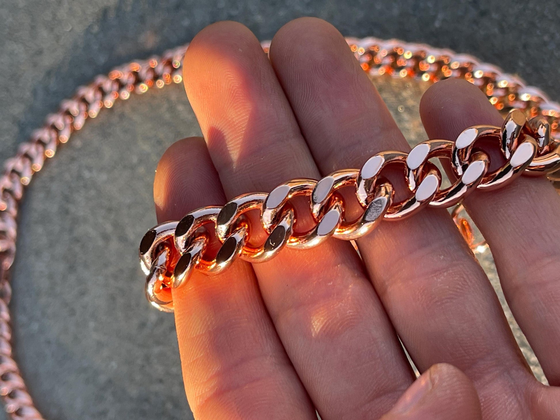Pure Copper Shiny Link Therapy Bracelet Heavy Crucible 8.5"