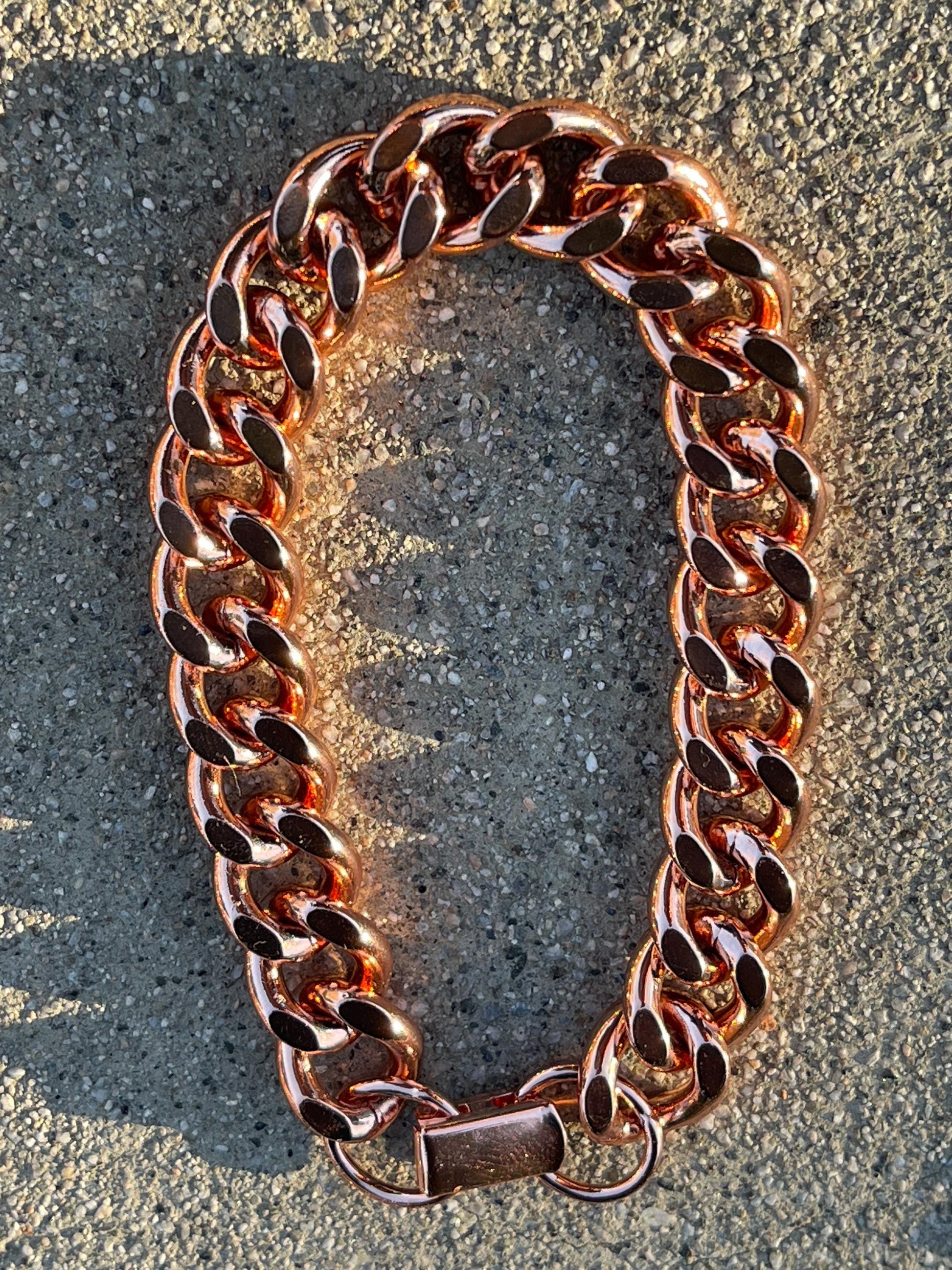 Pure Copper Shiny Link Therapy Bracelet Heavy Crucible 8.5"