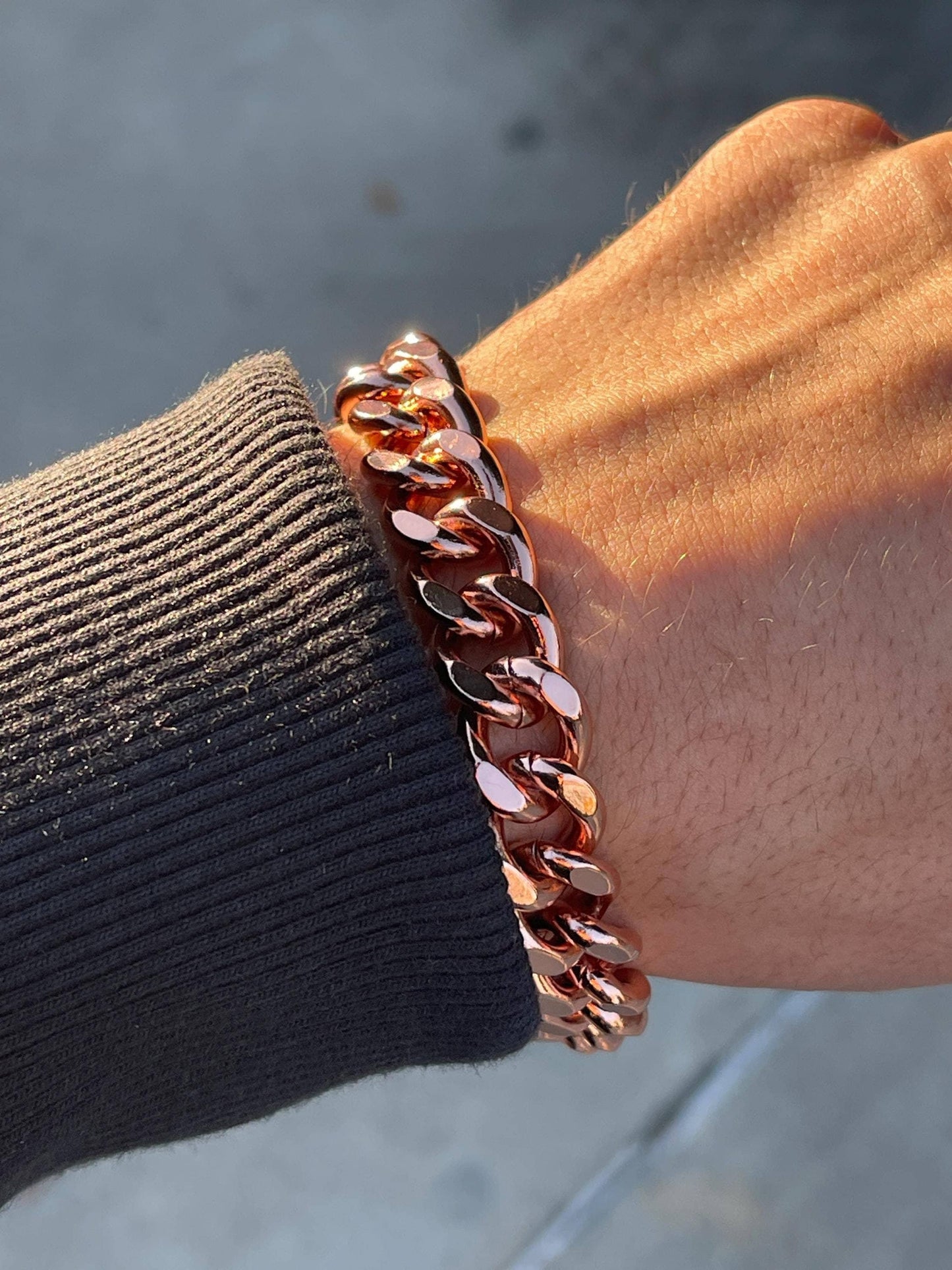 Pure Copper Shiny Link Therapy Bracelet Heavy Crucible