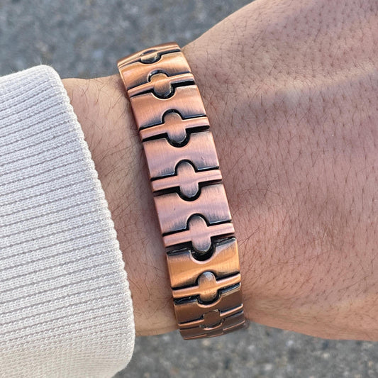 Copper PLATED Therapy Link Bracelet MAGNETIC for Pain Relief & Healing