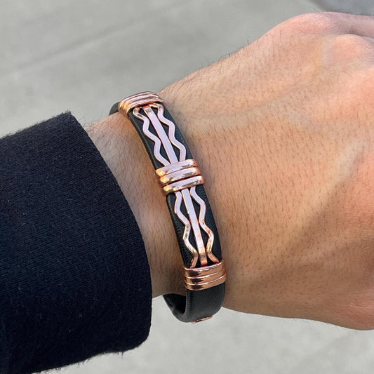 100% Pure Copper Magnetic Therapy Bracelet for Pain Relief & Healing Adjustable Wave Style