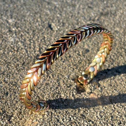 Elegant 3 Tone Pure Copper Magnetic Therapy Bracelet for Pain Relief & Healing Adjustable Stylish