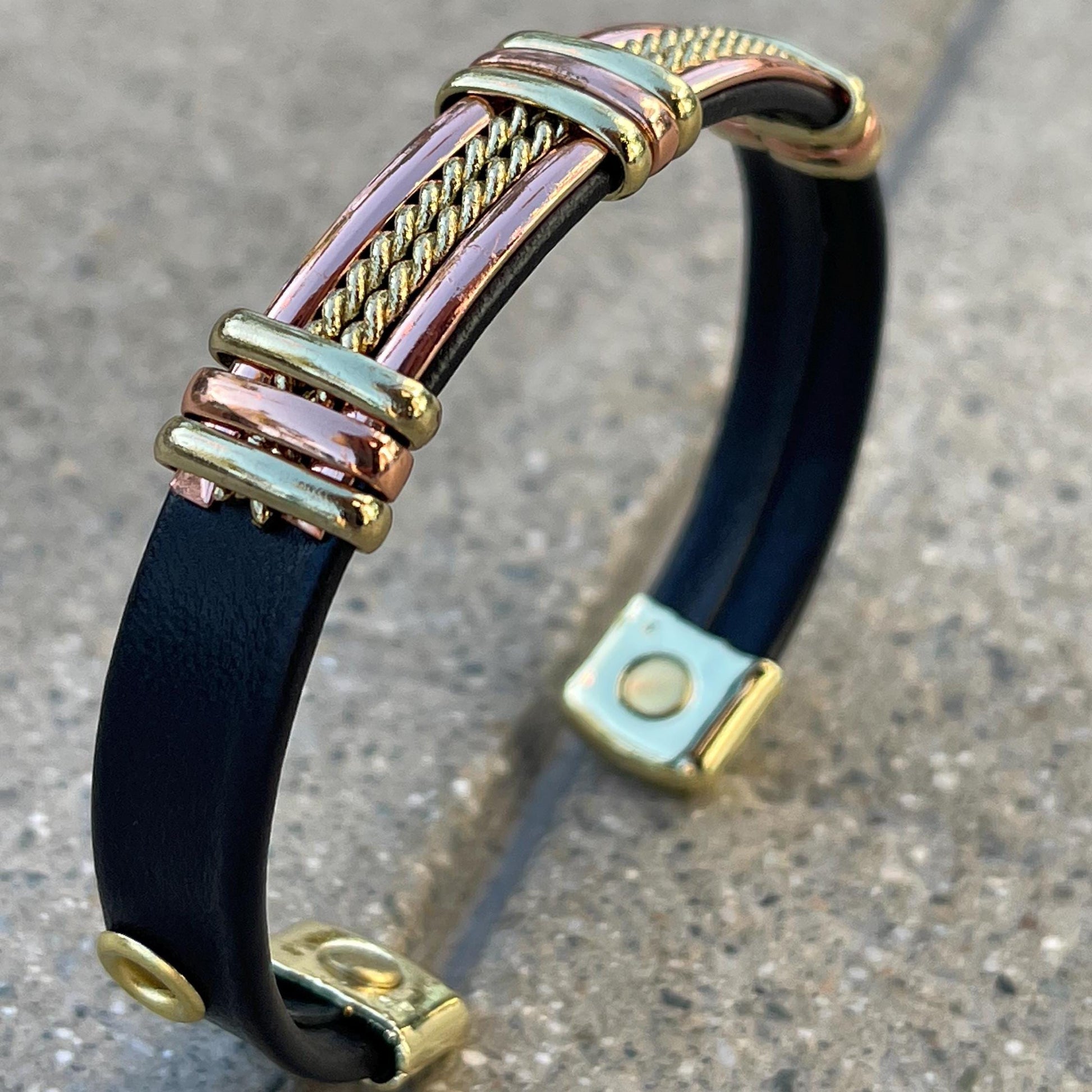 100% Pure Copper 2 Tone Magnetic Therapy Bracelet for Pain Relief & Healing Adjustable