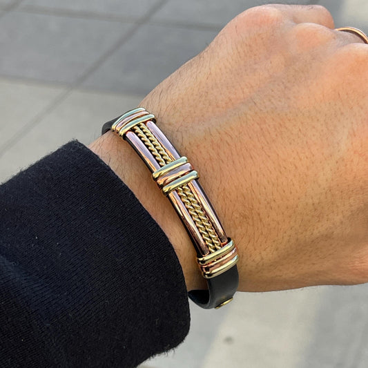100% Pure Copper 2 Tone Magnetic Therapy Bracelet for Pain Relief & Healing Adjustable