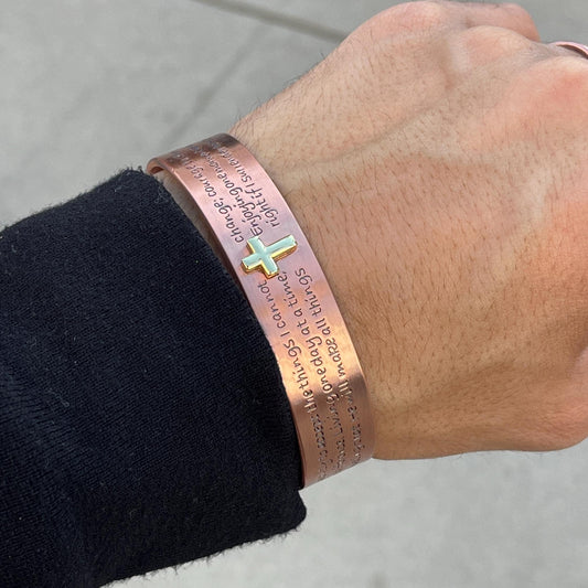 Christian 100% Pure Copper Magnetic Therapy Bracelet for Pain Relief & Healing Adjustable