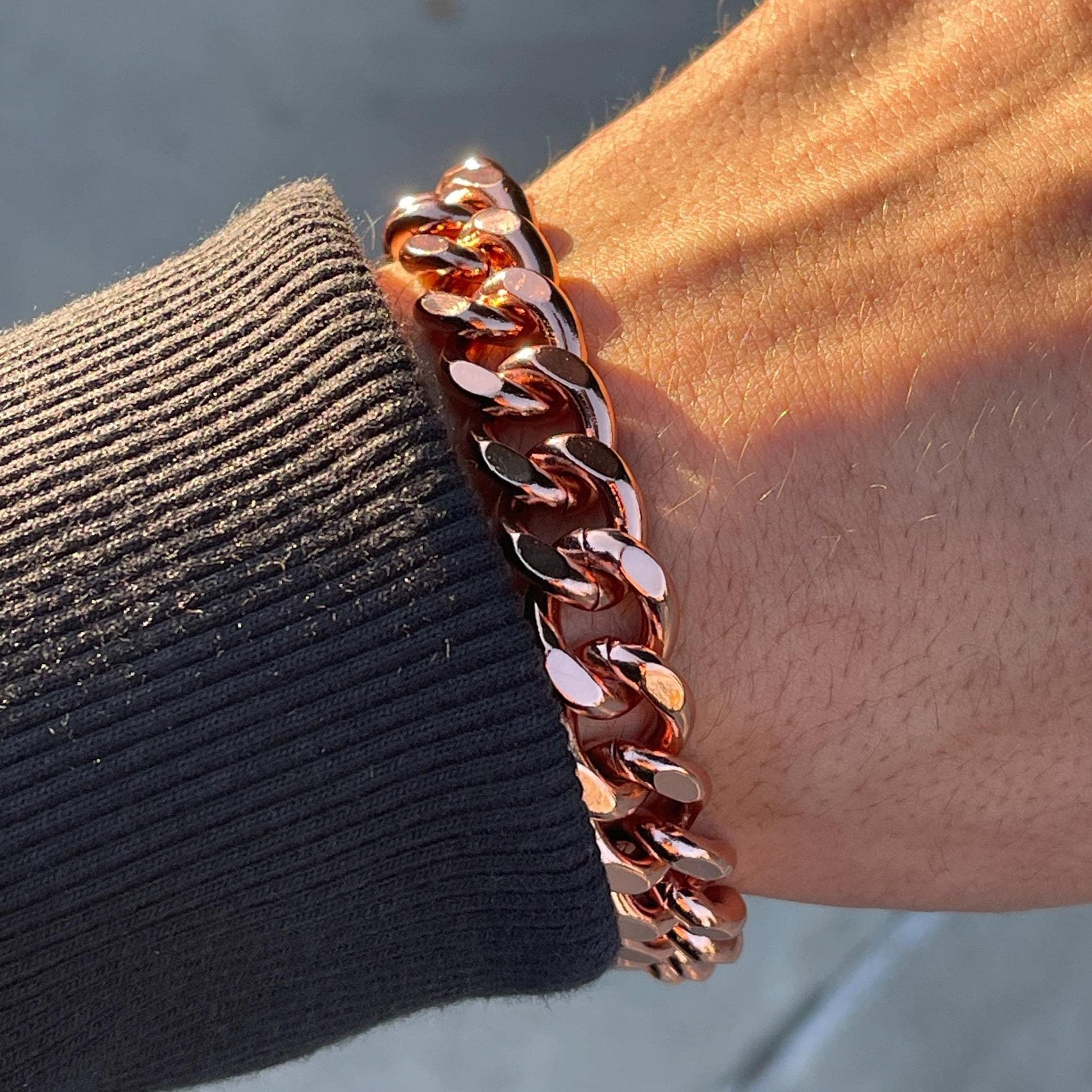 Pure Copper Shiny Link Therapy Bracelet Heavy Crucible 8.5"