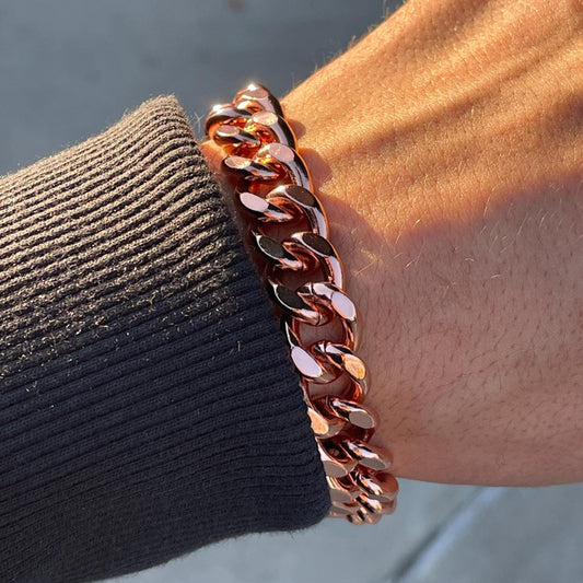 Pure Copper Shiny Link Therapy Bracelet Heavy Crucible 8.5"