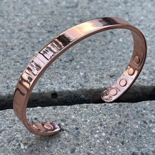 Elegant Shiny Solid Pure Copper Magnetic Therapy Bracelet for Pain Relief & Healing Adjustable Stylish