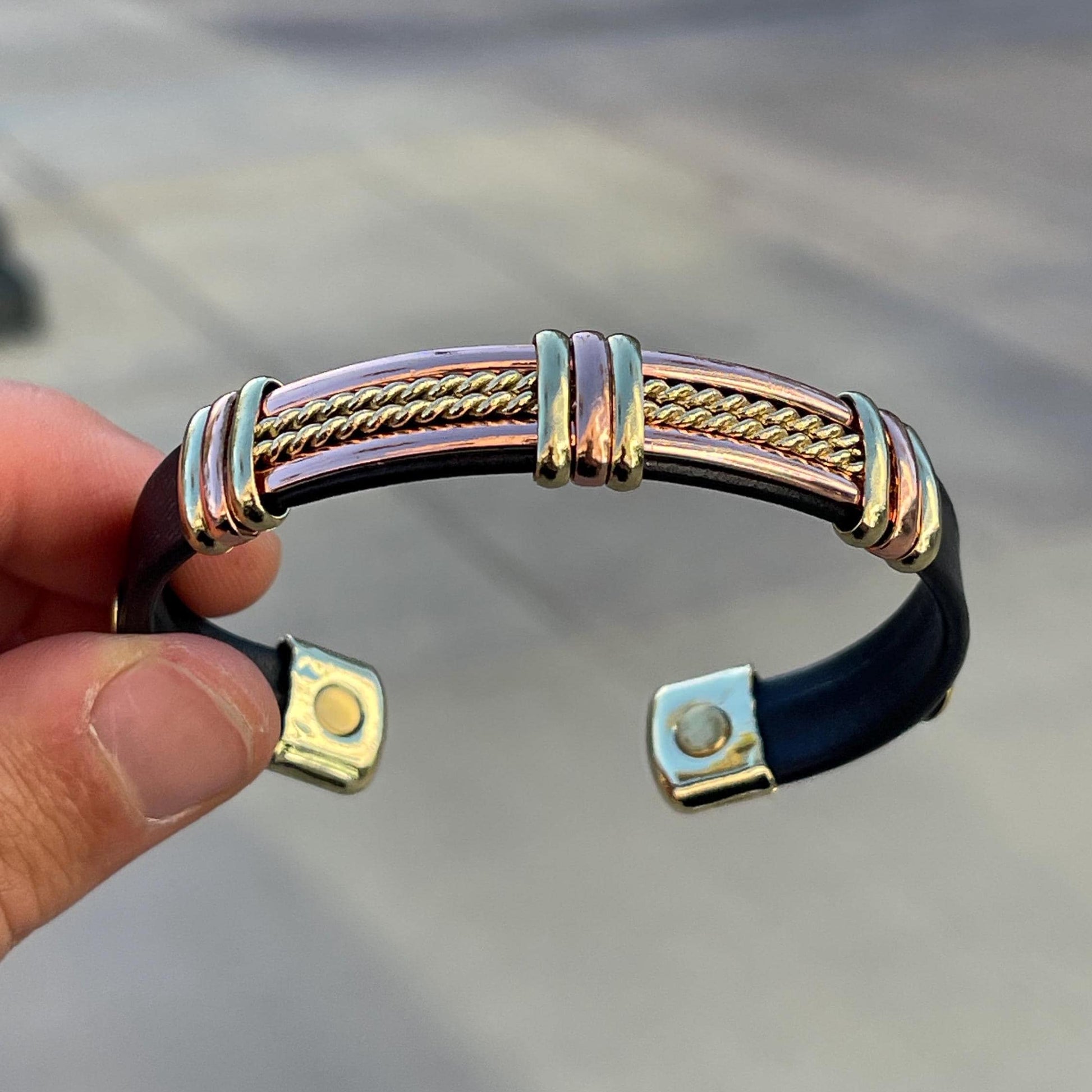100% Pure Copper 2 Tone Magnetic Therapy Bracelet for Pain Relief & Healing Adjustable