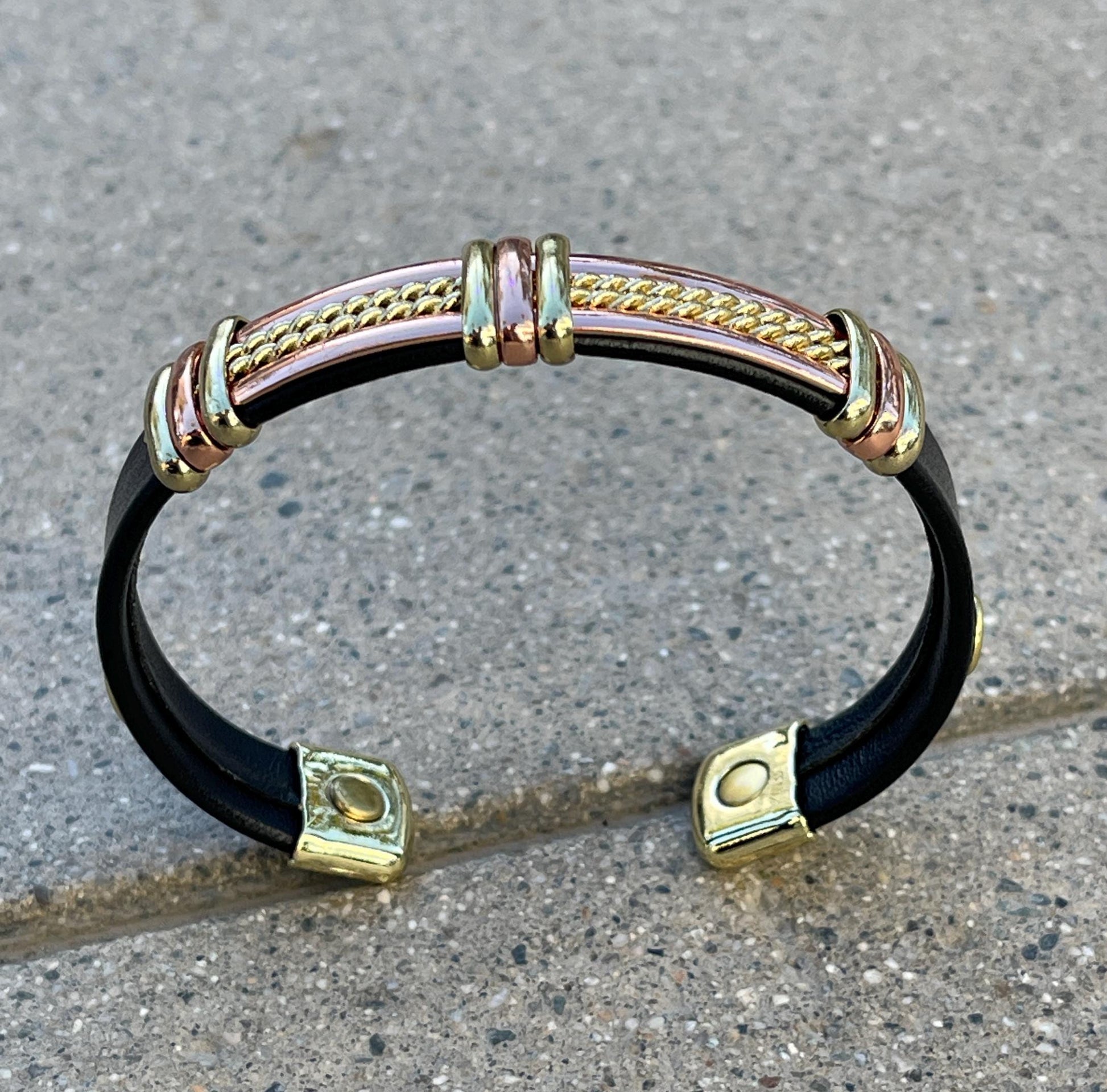 100% Pure Copper 2 Tone Magnetic Therapy Bracelet for Pain Relief & Healing Adjustable