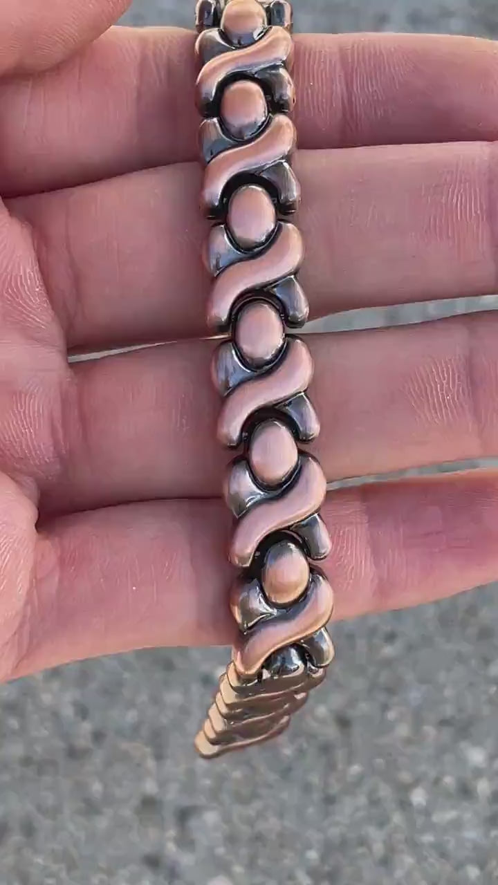 Copper PLATED Therapy Link Bracelet MAGNETIC for Pain Relief & Healing